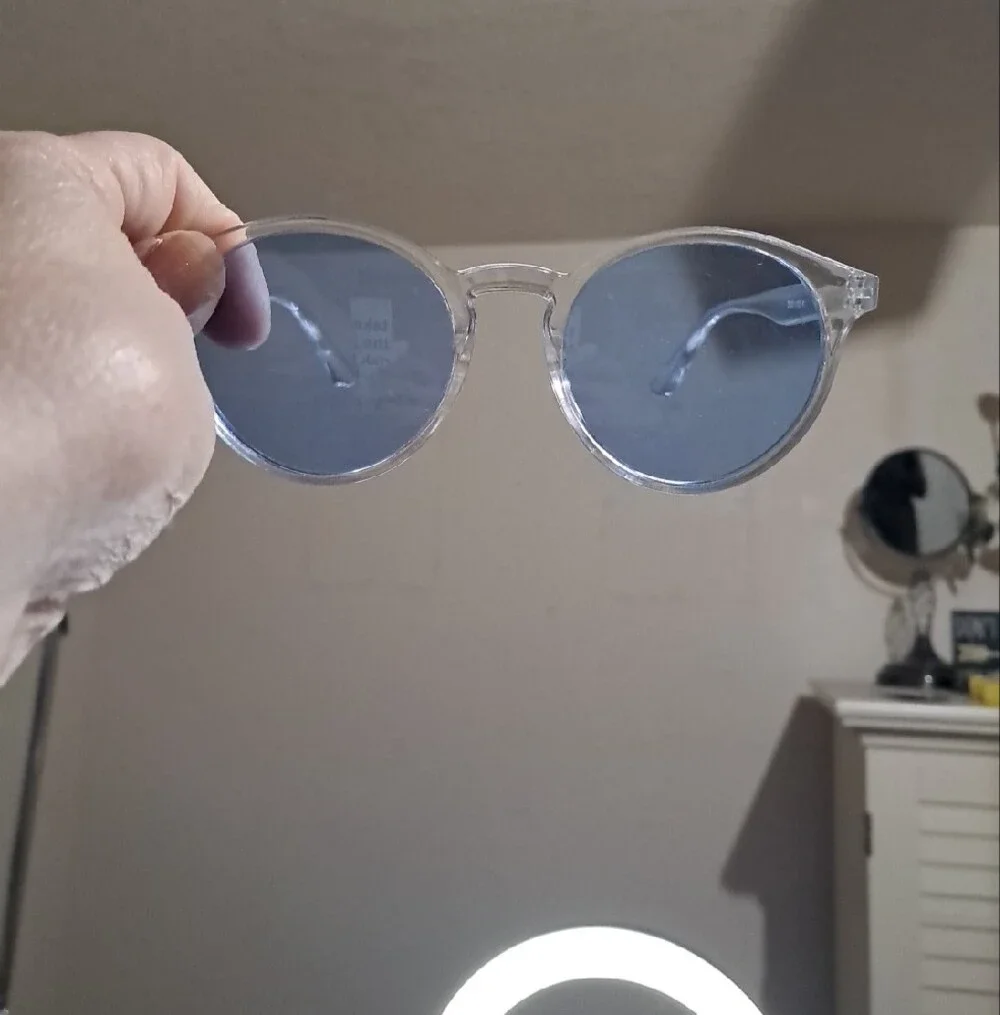 Blue-Tinted  Sunglasses - Clear Frame